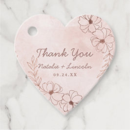 Rosa Blütenpinsel und Rose Goldene Foil Border Wed Geschenkanhänger