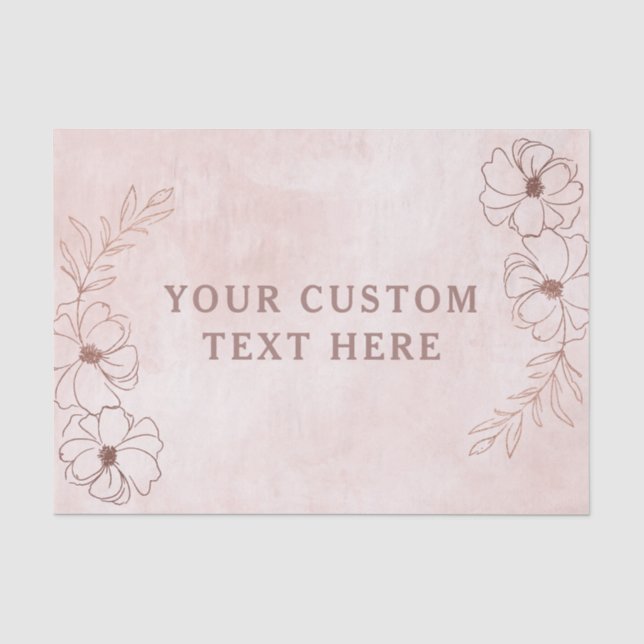 Rosa Blütenpinsel und Rose Goldene Foil Border Wed Seidenpapier (Vorderseite)