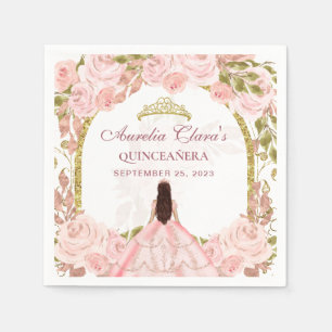 Rosa Blütenpracht Prinzessin Goldener Bogen Serviette