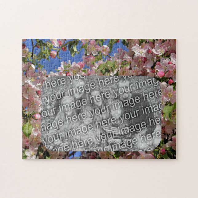 Rosa Blütenrahmen kreieren Ihr eigenes Foto (Horizontal)