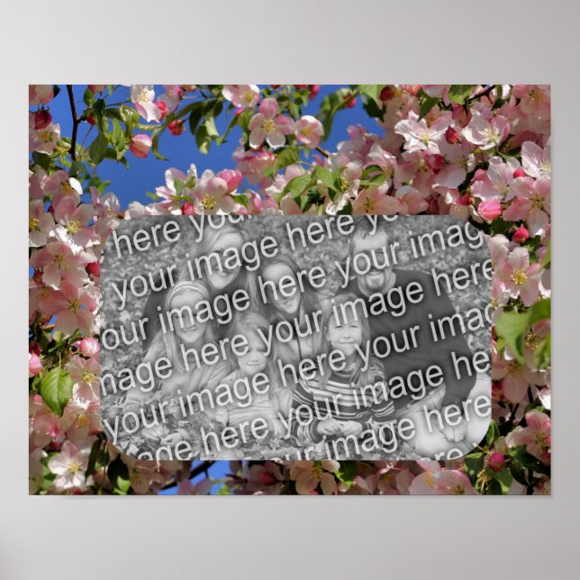 Rosa Blütenrahmen kreieren Ihr eigenes Foto Poster (Vorne)
