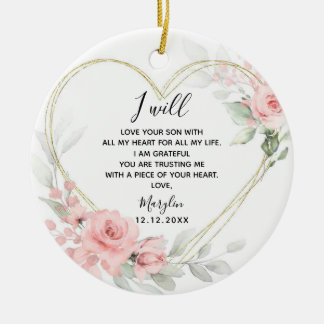 Rosa Blütenrosa Blütentherzmutter des Grooms Keramik Ornament