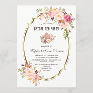 Rosa Blütenrosa Brautparty Teezeremonie Party Einladung