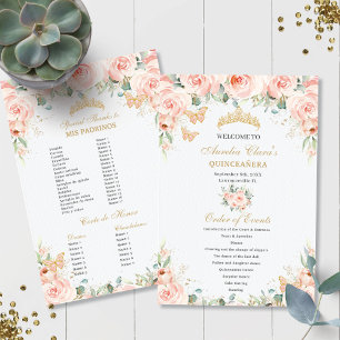Rosa Blütenrosa Goldene Quinceñera Padrinos Verans