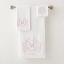 Rosa blütenrosa Wappen Monogramm