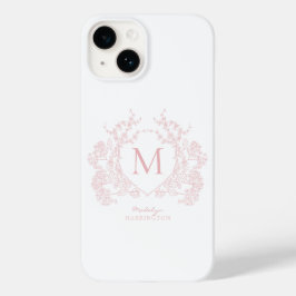 Rosa blütenrosa Wappen Monogramm Case-Mate iPhone 14 Hülle