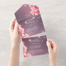 Rosa Blütenrot - Einladung zur Hochzeit