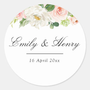 Rosa Blütenrötung Hochzeitsticker Runder Aufkleber