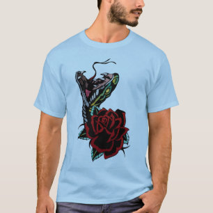 Rosa Blütenschlange Cobra Tattoo Fantasiebezeichnu T-Shirt