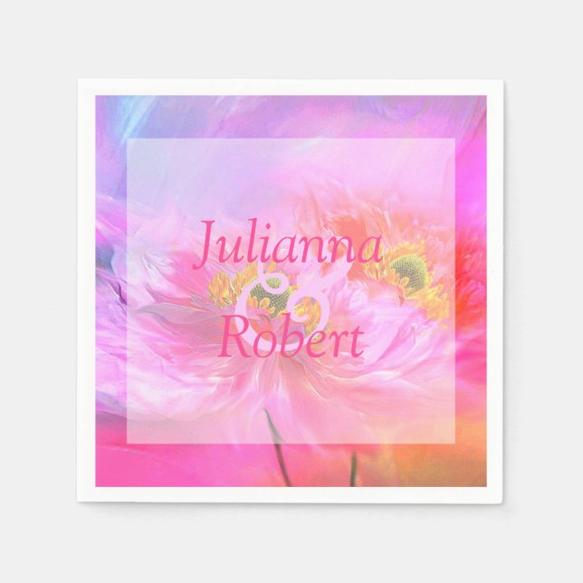 Rosa Blütenserie-Servietten Serviette (Vorderseite)