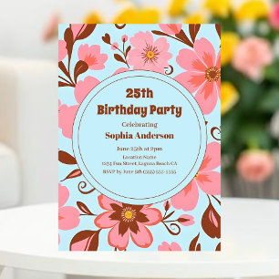 Rosa Blütenstimmung - Pastel Vibes-Retro Blume Einladung