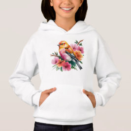 Rosa Blütenvogel Hoodie