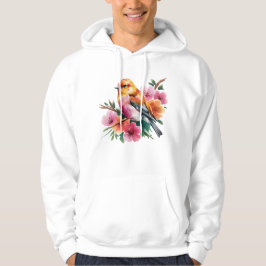 Rosa Blütenvogel Hoodie