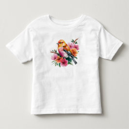 Rosa Blütenvogel Kleinkind T-shirt