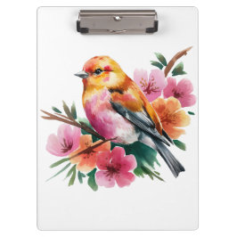 Rosa Blütenvogel Klemmbrett