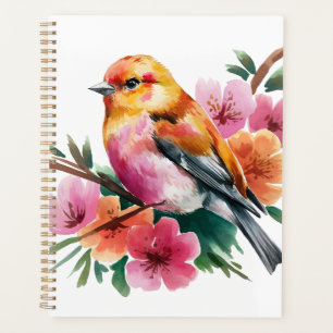 Rosa Blütenvogel Planer