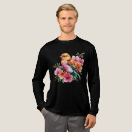 Rosa Blütenvogel Tri-Blend Shirt