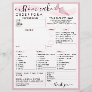 Rosa Blütenweiche Bäckerei Bestellformular Flyer