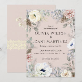 Rosa Blütenweiße Blütennatur Einladung Hochzeit