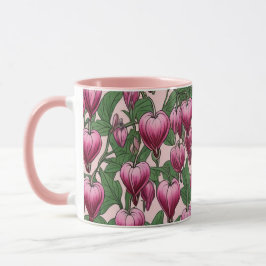 rosa Blutungsmuster im Herzen Blume Tasse
