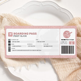 Rosa Boarding Pass Reisen Flugzeug Geschenkgutsche Einladung