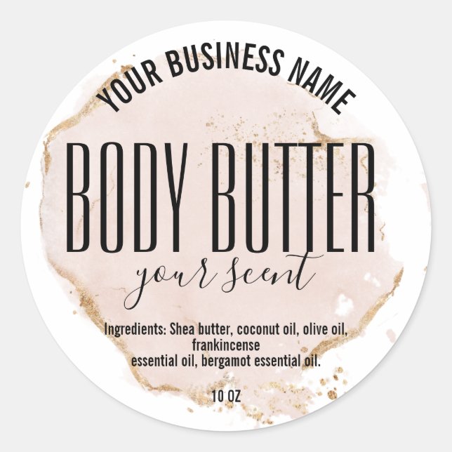 Rosa BODY BUTTER-Etikett Runder Aufkleber (Vorderseite)