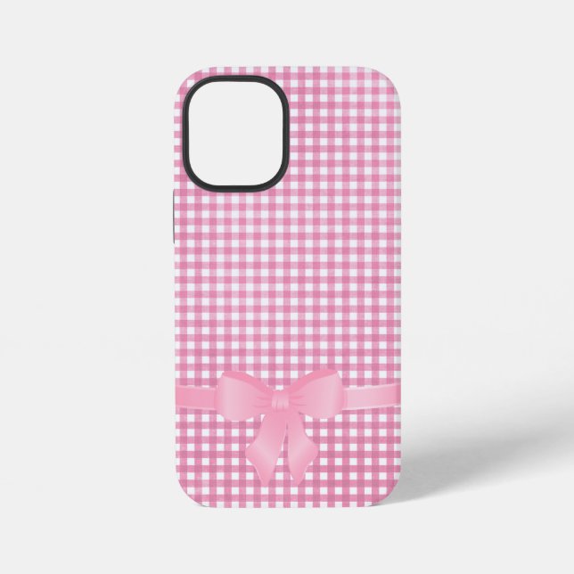 Rosa Bogen auf Gingham Case-Mate iPhone Gehäuse 12 Mini Hülle (Rückseite)