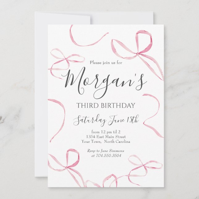 Rosa Bogen Birthday Einladung, Preppy Girl Birthda Einladung (Vorderseite)