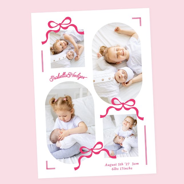 Rosa Bogen Collage 4 Foto Mädchen Fotos Foto Baby Ankündigung (Von Creator hochgeladen)