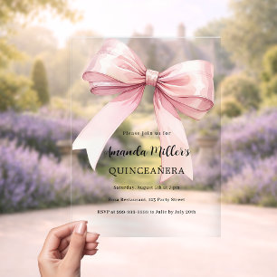 Rosa Bogen elegant Quinceanera Luxus Acryleinladungen