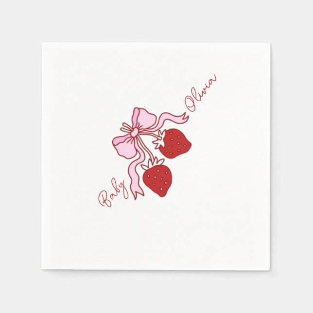 Rosa Bogen Erdbeere Girl Baby Dusche Serviette (Vorderseite)