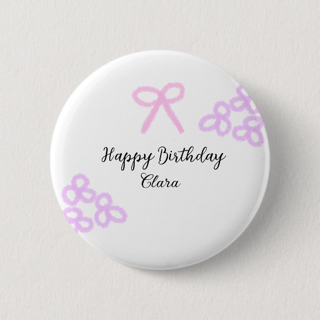 Rosa Bogen lila Blütenpastellblüte Geburtstag Button (Vorderseite)