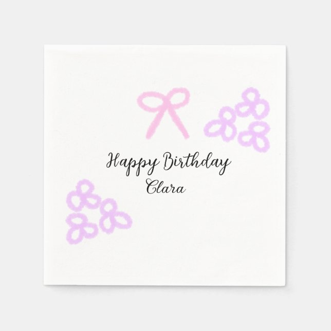 Rosa Bogen lila Blütenpastellblüte Geburtstag Serviette (Vorderseite)