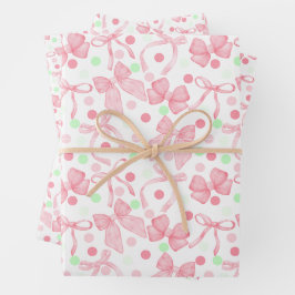 Rosa Bogen mit rosa und grünen Punkten Geschenkpapier Set