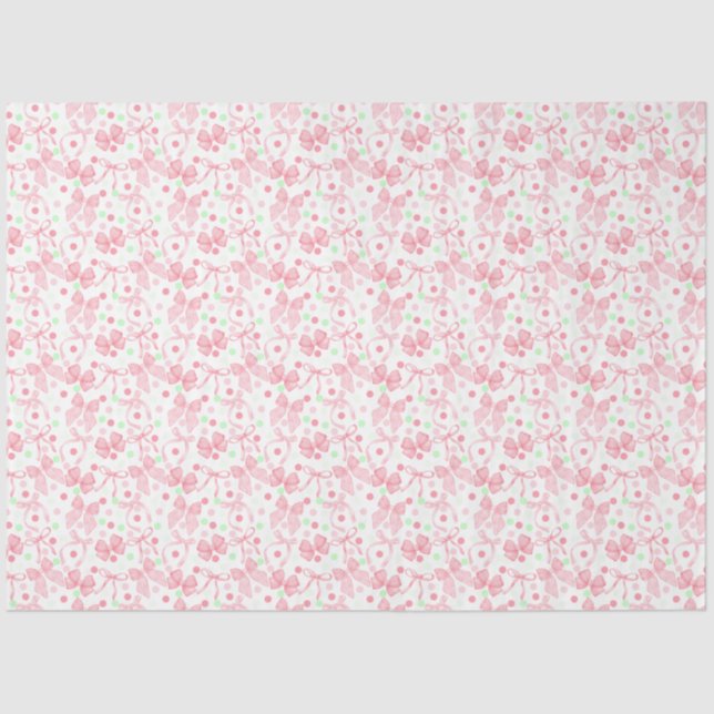 Rosa Bogen mit rosa und grünen Punkten Seidenpapier (Vorderseite)