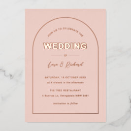 Rosa Bögen Moderne, fette Schriftart Hochzeit Folieneinladung