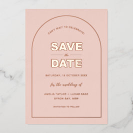 Rosa Bögen Moderner, formatierter Text Save the Da Folieneinladung