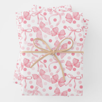 Rosa Bögen und dunkelrosa Punkte Geschenkpapier Set