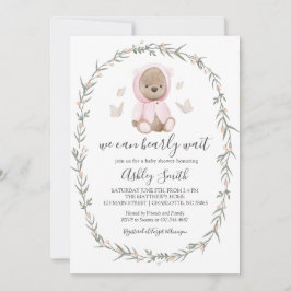 Rosa Bohemisch Bear Baby Dusche Einladung