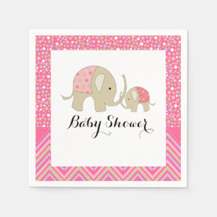 Rosa Bohemischer Elefant und Zickzack Babydusche Serviette