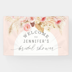 Rosa Boho Arch Pampas Brautparty Banner