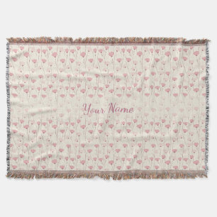 Rosa Boho Blumenmuster personalisiert Decke