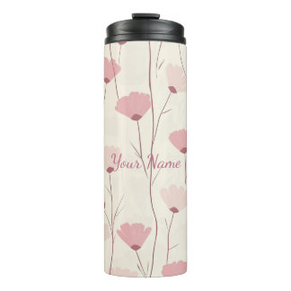 Rosa Boho Blumenmuster personalisiert Thermosbecher