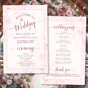 Rosa Boho Chic Pfingstrosen Budget-Hochzeitsprogra
