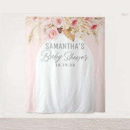Rosa Boho Floral Pampass Mädchen Dusche Hintergrun Wandteppich