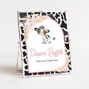 Rosa Boho Highland Kuh Diaper Raffel Poster