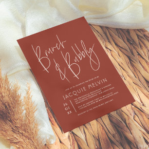 Rosa & Boho-Rost Brunch & Bubbels Brautparty Einladung