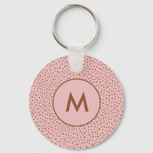 Rosa & Boho Terracotta Brown Dots Monogramm Schlüsselanhänger