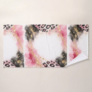 Rosa Boho Tierdruck, Gold Achat Gold Kunst Badhandtuch Set