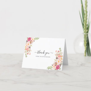 Rosa Boho Trauer Gedenk Hochzeit Babyshower Gefalt Dankeskarte